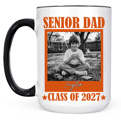 Personalized Senior Dad Mom Mug, Custom Photo Class Of 2027 Gift, Graduation White Mug Accent Mug 685374