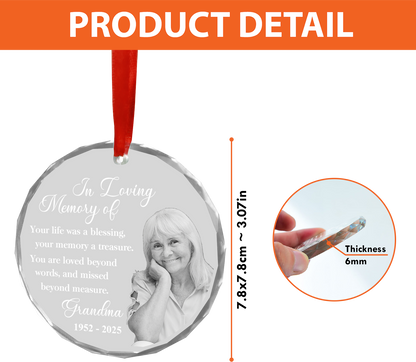 Custom Photo Memorial Glass Ornament, In Loving Memory Ornament, Memorial Christmas Gift For Family 686213
