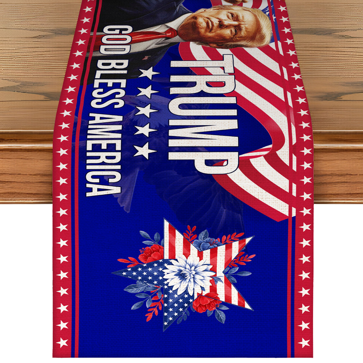 Trump God Bless America Table Runner | Trump Flag 4th Of July | Independence Day Table Runner For Kitchen 682351 - GOP