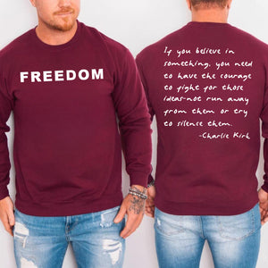 Red Charlie Kirk FREEDOM Shirt | Charlie Kirk Quote Red Shirt | We Wear Red Charlie Kirk Birthday October 14 | Red Front & Back Shirt 683081