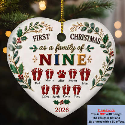 Personalized First Christmas As A Family 3D Relief White Ceramic Ornament, Custom Christmas Keepsake Gift 686882 WFD