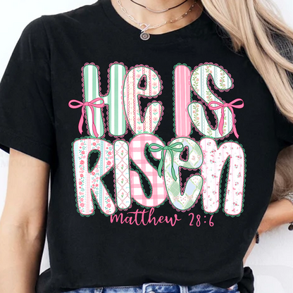 He Is Risen Coquette Lace Dark Shirt | Easter Day T-Shirt 684440