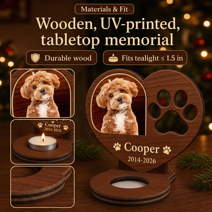 Custom Photo Forever In My Heart Wooden Candle Holder, Personalized Gift For Pet Lover 686789 WFD