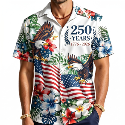USA 250th Anniversary Hawaiian Shirt, Patriotic Eagle 4th Of July AOP Hawaii Shirt 685256