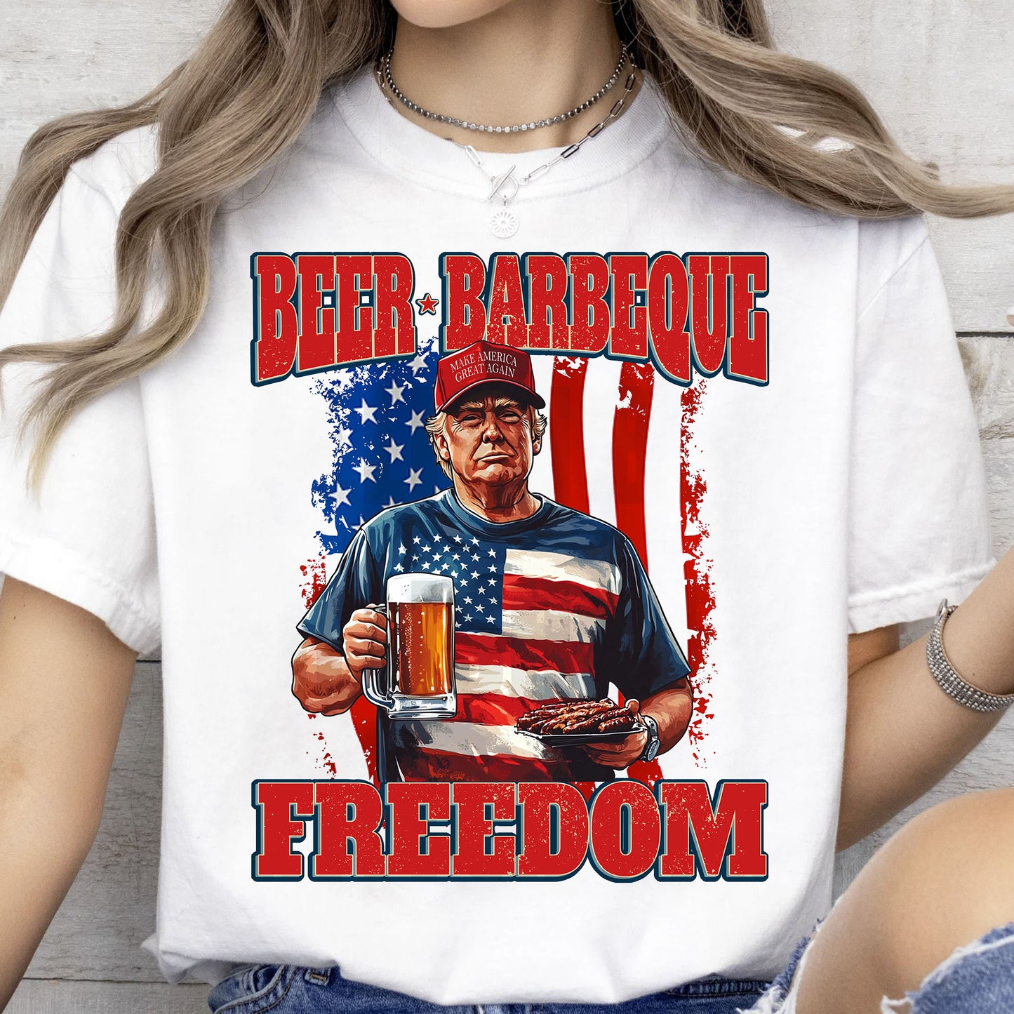 Beer BBQ Freedom Shirt | President Trump T-Shirt | Patriotic Flag Shirt | Independence Day Tee 682425 - GOP