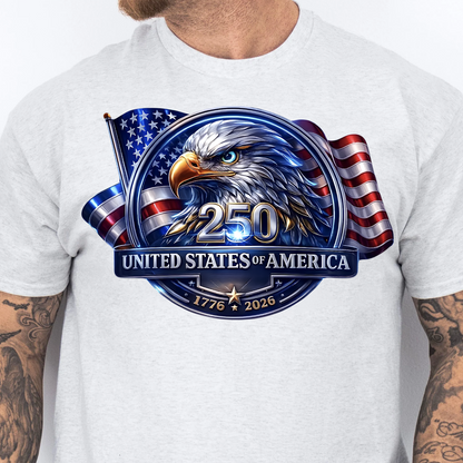 USA 250th Anniversary Eagle Emblem Bright Shirt | Personalized Patriot Sweatshirt | Patriotic Tee 684409