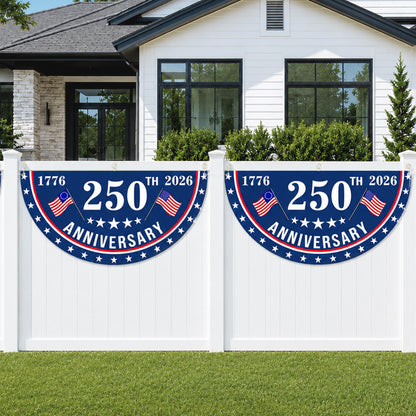 USA 250th Anniversary Semicircle Fence Flag, Patriotic USA 1776–2026 Semiquincentennial Flag 685185