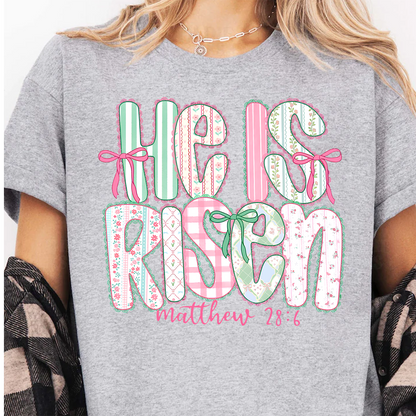 He Is Risen Coquette Lace Bright Shirt | Easter Day T-Shirt 684440