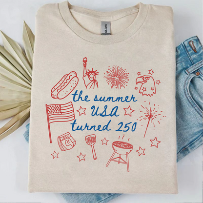 USA 250th Anniversary Bright Shirt, The Summer USA Turned 250 Tee, Patriotic 4th Of July Gift 685361