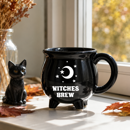 Witches Brew Cauldron Mug, Witch Black Ceramic Coffee Mug, Spooky Halloween Gift 685783