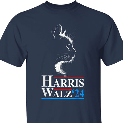 Harris Walz 2024 Cat Shirt | Cat Funny VP Vice President Election | Kamala Harris 2024 Shirt | Democrat Shirt Dark T1408 - KH2