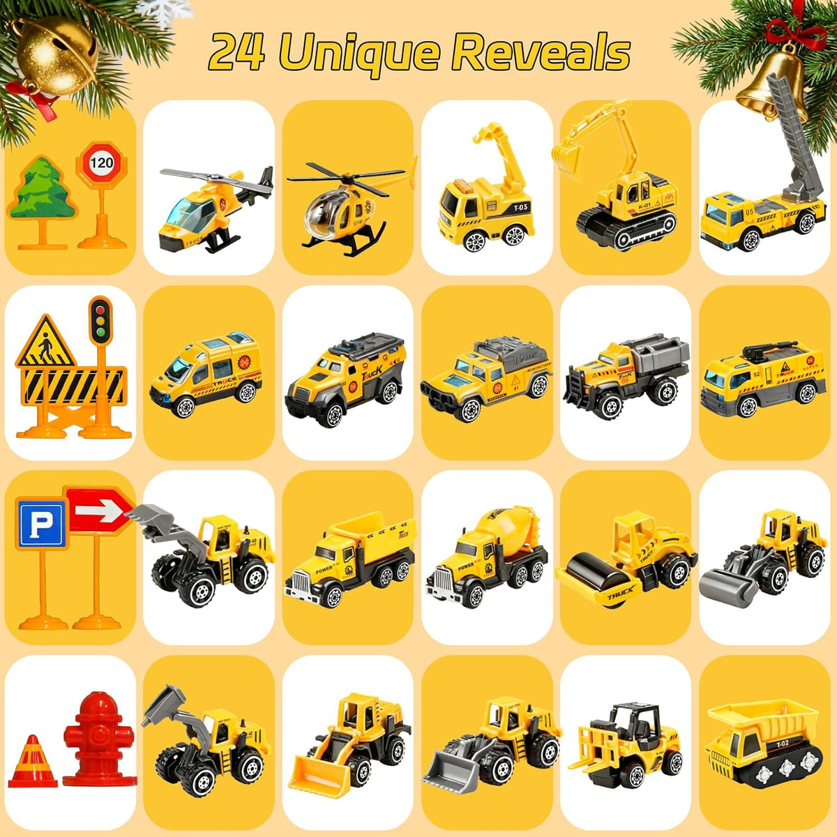 Kids Construction Vehicle Christmas Advant Calendars, 24 Days Toy Truck Holiday Countdown 686553 WFD