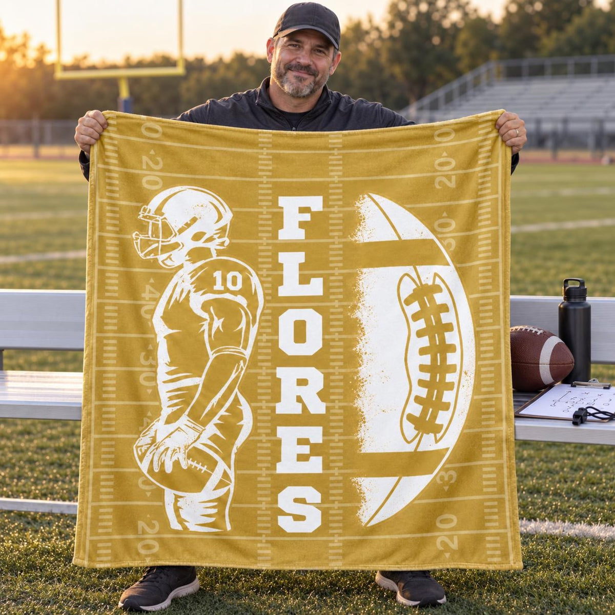 Personalized Senior Football Blanket, Custom Name & Number Throw, Football Graduation Gift, Team Banquet Keepsake 686428 WFD