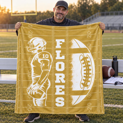 Personalized Senior Football Blanket, Custom Name & Number Throw, Football Graduation Gift, Team Banquet Keepsake 686428 WFD