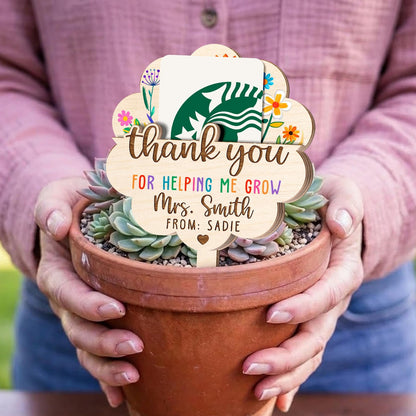 Personalized Thank You For Helping Me Grow Card Holder, Custom Name Teacher Appreciation Gift 684902