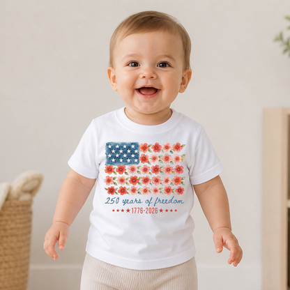America 250 Years Of Freedom Kids Shirt, Patriotic USA 4th Of July Toddler Tee, 1776-2026 Freedom Shirt 685100