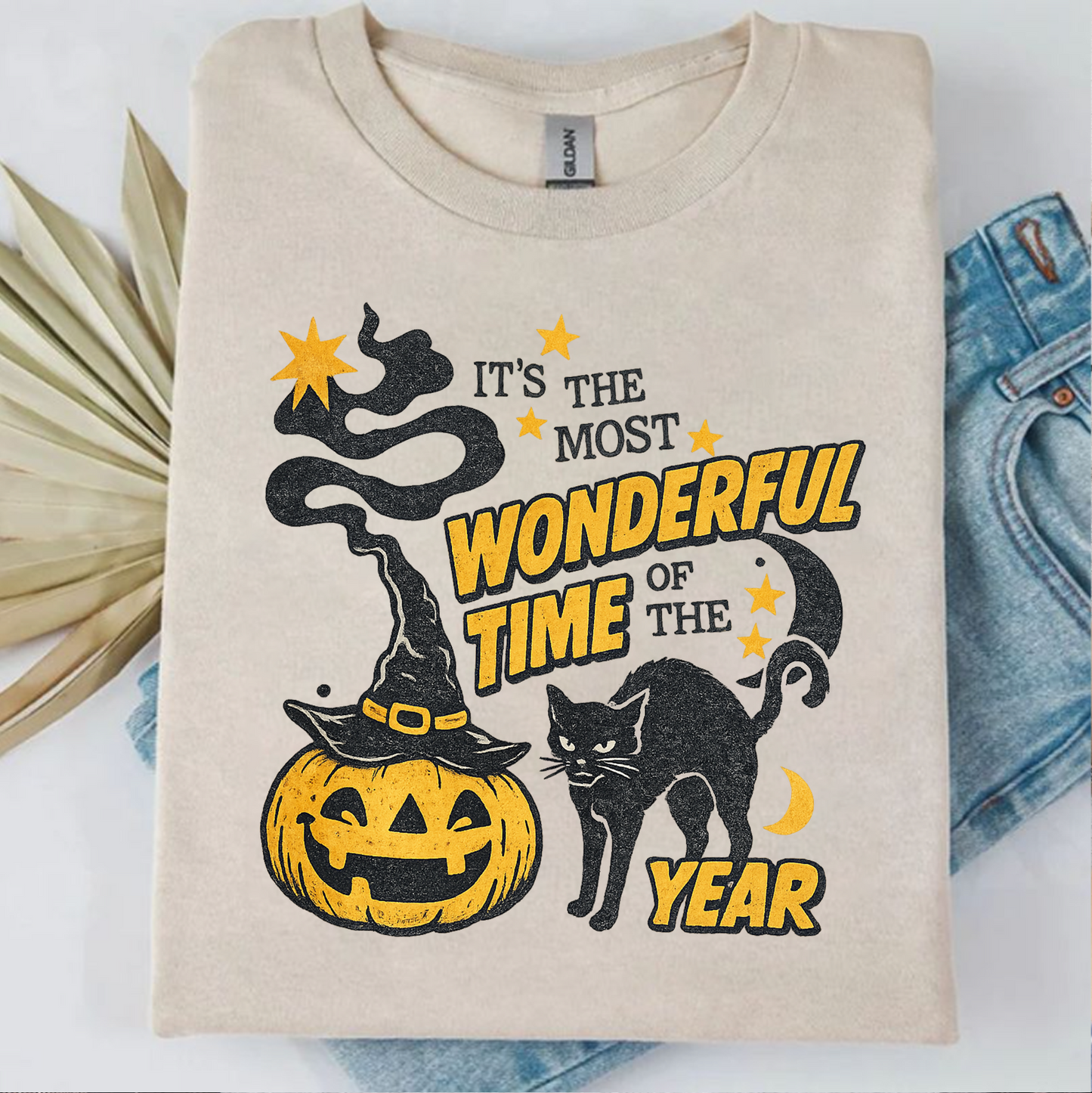 It's The Most Wonderful Time Of The Year Bright Sweater | Spooky Black Cat Tee | Vintage Halloween Shirt 685624