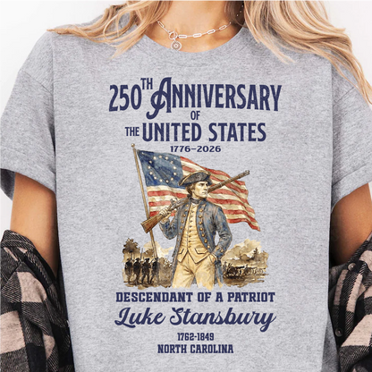 Custom USA 250th Descendant Of Patriot Bright Shirt | Patriotic Tee - Semiquincentennial Gift 684482