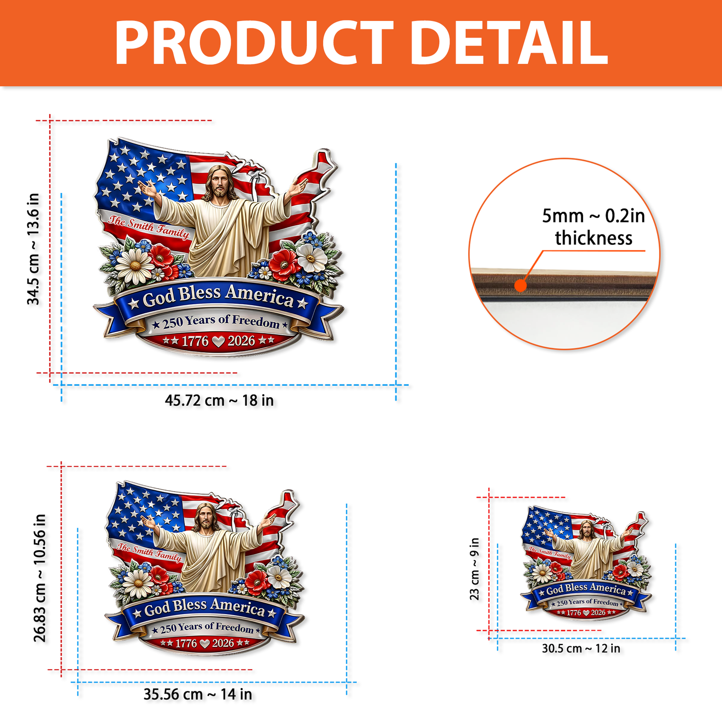 Personalized God Bless America Wooden Sign | USA 250 Years Anniversary Wall Decor 684497