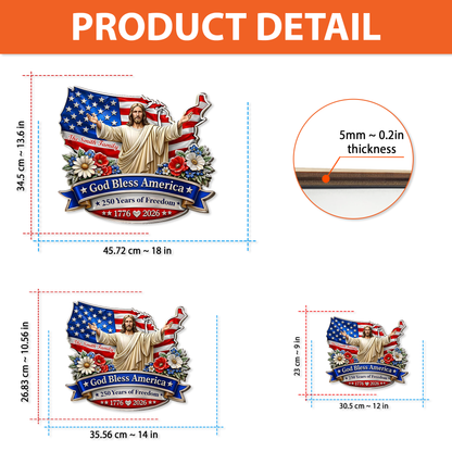 Personalized God Bless America Wooden Sign | USA 250 Years Anniversary Wall Decor 684497
