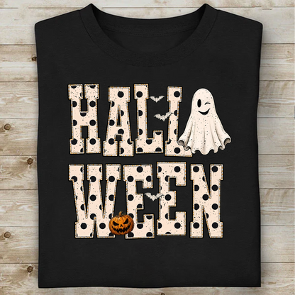 Retro Halloween White Dots Dark Shirt, Vintage Ghost Tee, Halloween Gift For Men & Women 686054
