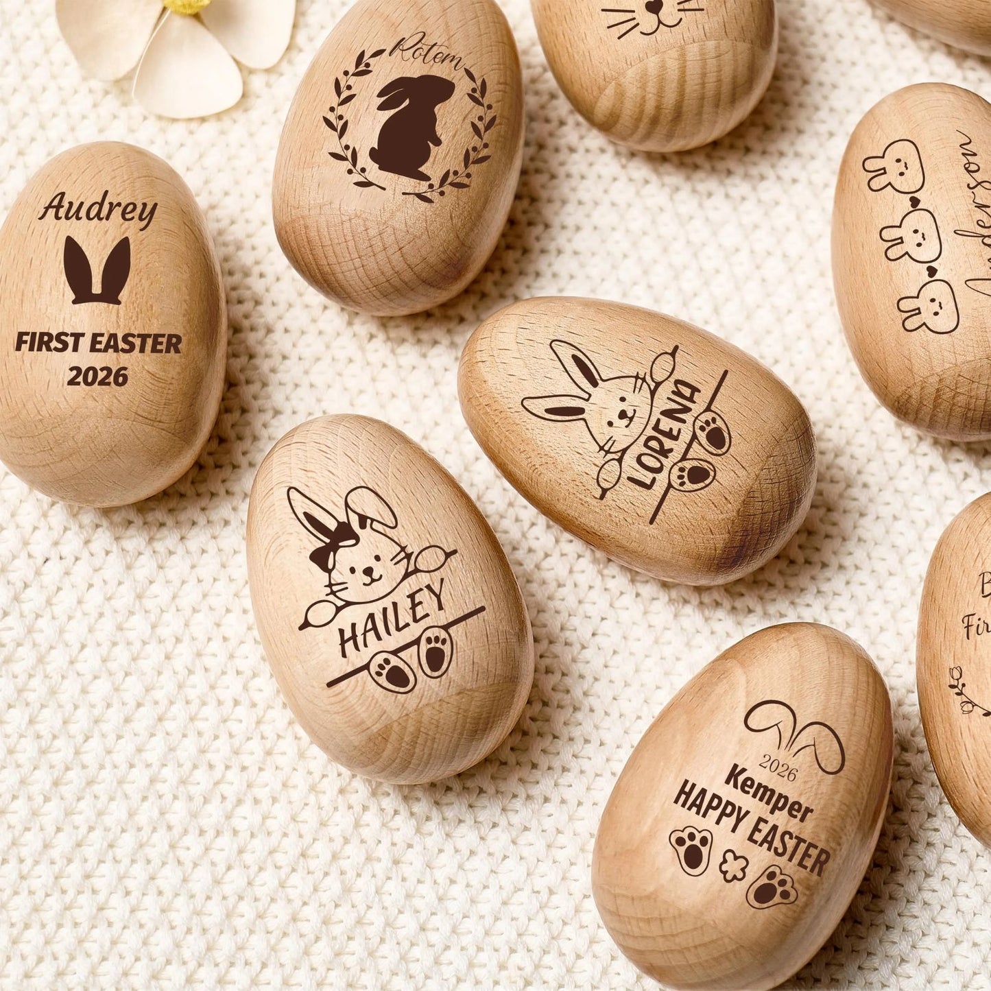 Personalized Wooden Musical Egg | Engraved Name Wooden Easter Egg Shakers | Baby First Easter 684465
