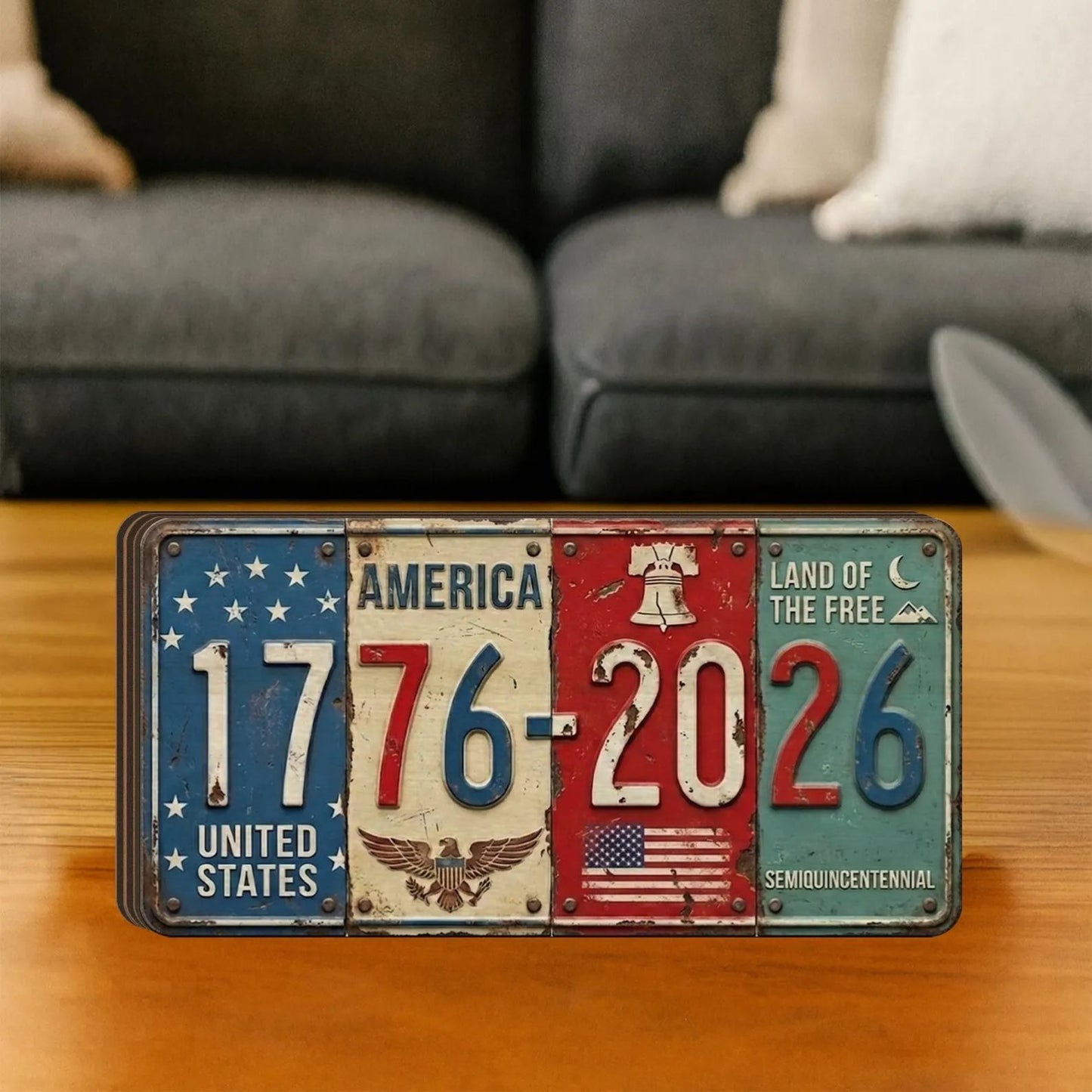 USA 250 Years Anniversary Block Sign | Rustic License Plate Art 1776-2026 Semiquincentennial Decor | 250 Years Of America 684519