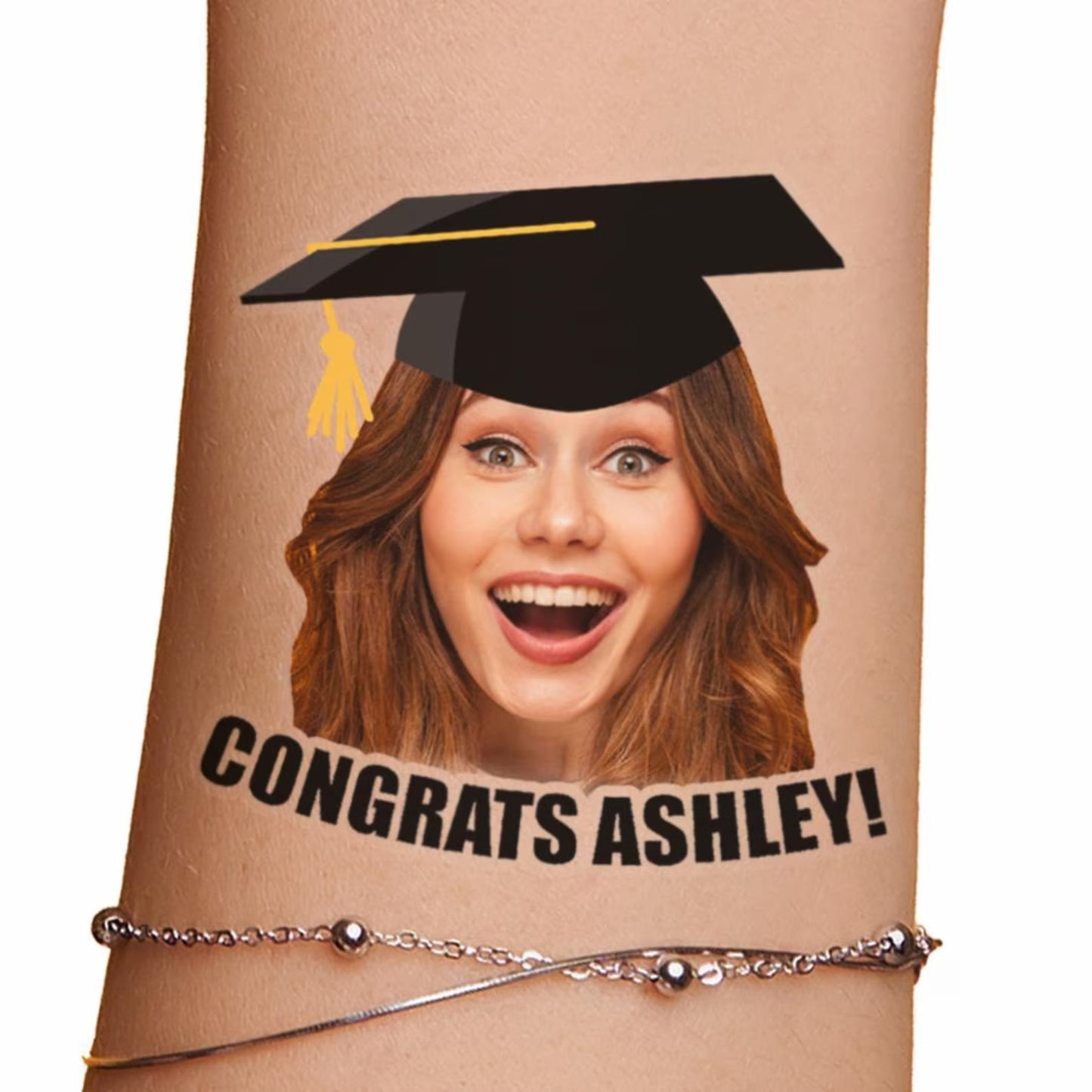 Graduation Face Temporary Tattoo | Personalized Temporary Tattoos | Custom Photo Tattoos | Bachelorette Party Favors Tattoos 684955