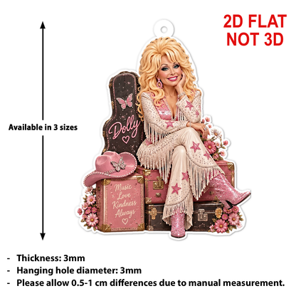 Dolly Parton Pink Cowgirl Acrylic Ornament, Guitar Country Music Christmas Ornament, Dolly Fan Gift 686175