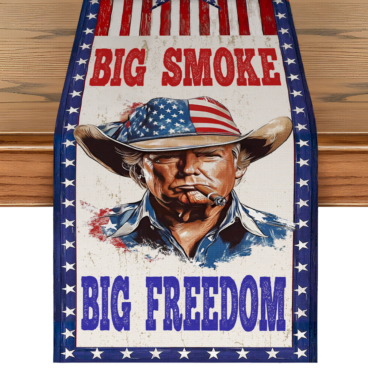 Big Smoke Big Freedom Trump Table Runner | Retro Western USA | Trump 4th Of July Table Runner For Kitchen 682352 - GOP