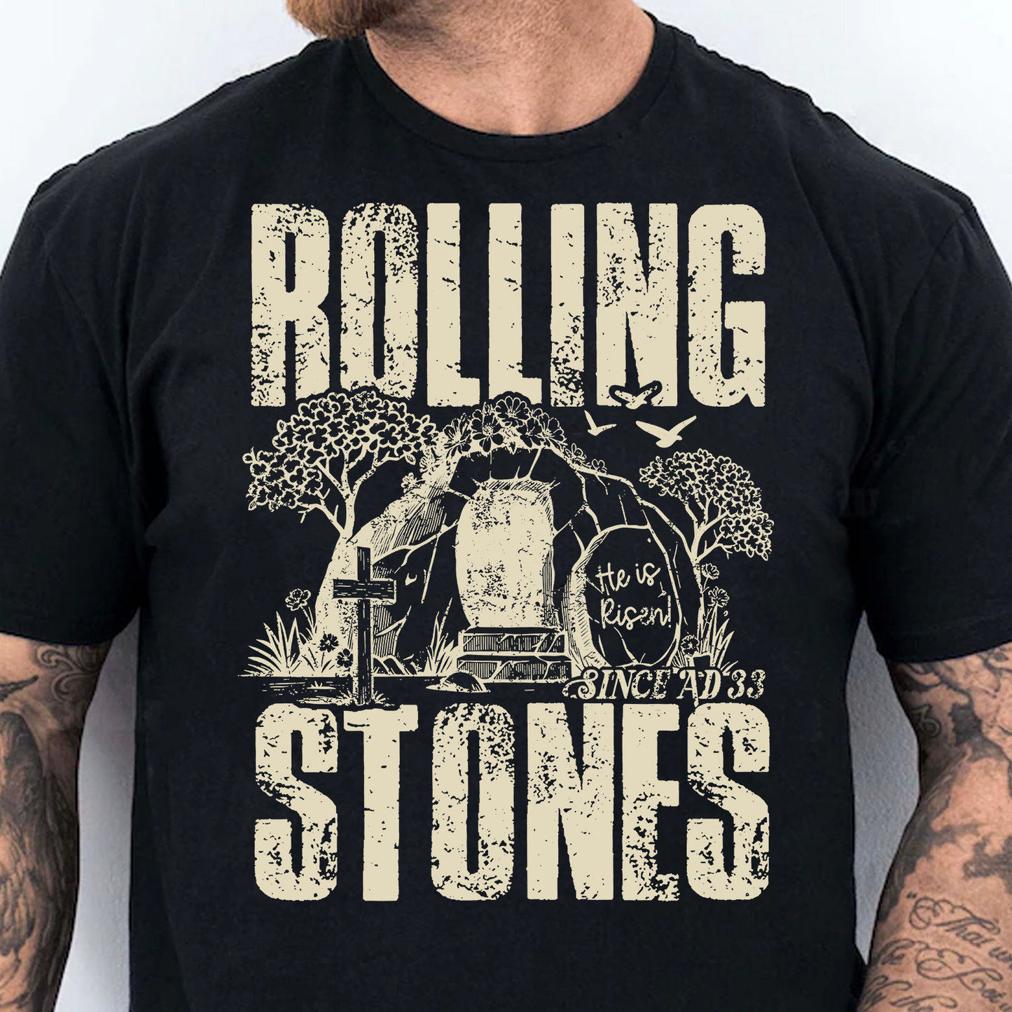 Rolling Stones Since AD 33 - He Is Risen Dark Shirt | Easter Day T-Shirt 684447