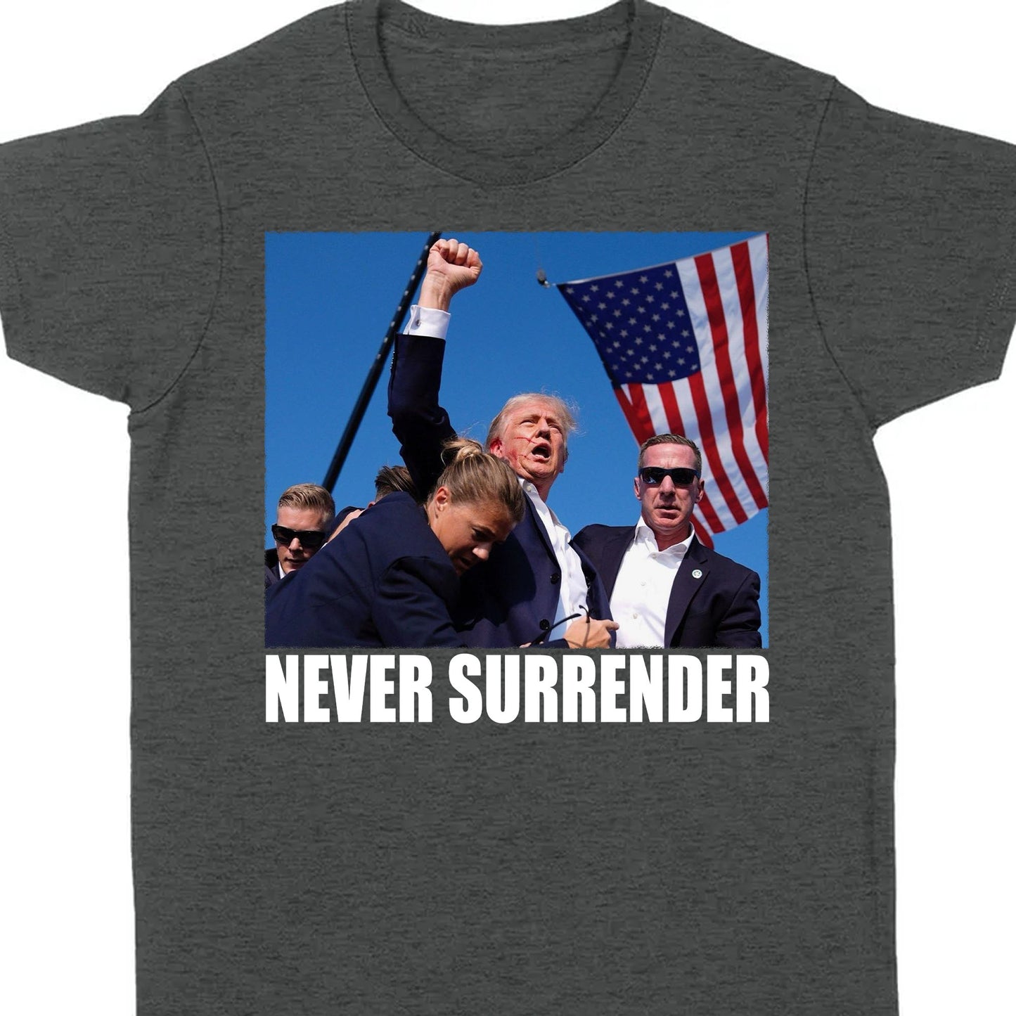 Trump Never Surrender | Trump Fight 2024 Shirt Pennsylvania Rally | Shirt Dark C1121 - GOP