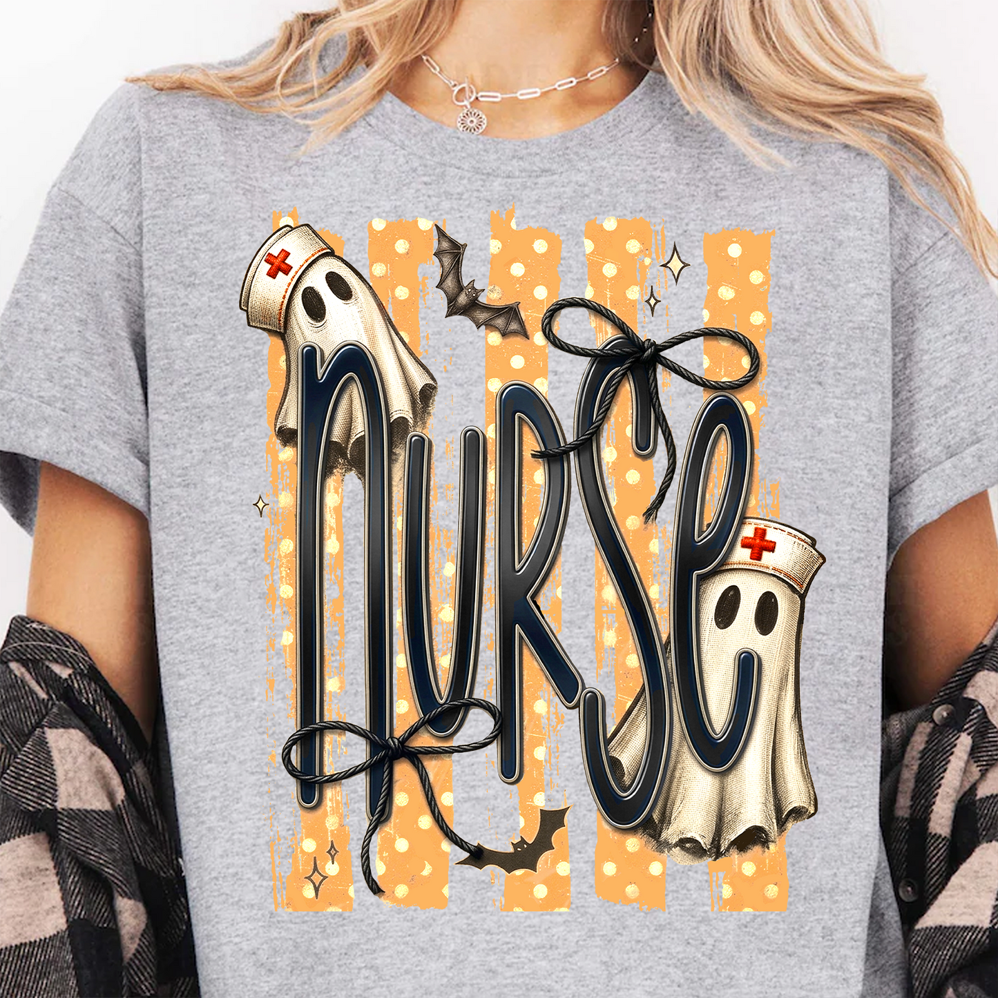 Cute Ghost Nurse Graphic Bright Shirt, Spooky Season Tee, Gift For Halloween 685846