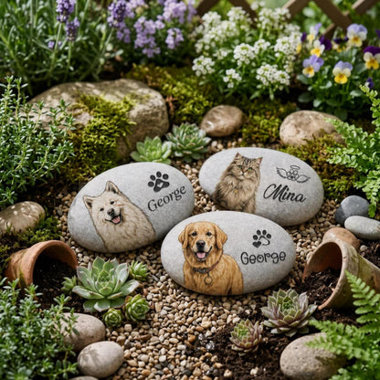 Custom Pet Photo Memorial Garden Stone, Personalized Pet Sympathy Stone, Gift For Dog And Cat Lovers 685451 WFD