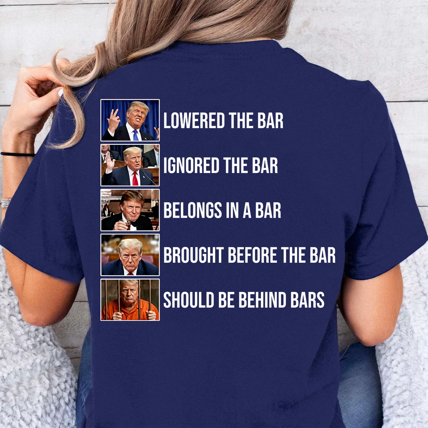 Funny Anti Trump Lowered The Bar To Behind Bars Backside Dark Shirt, Funny Quote Tee 685741