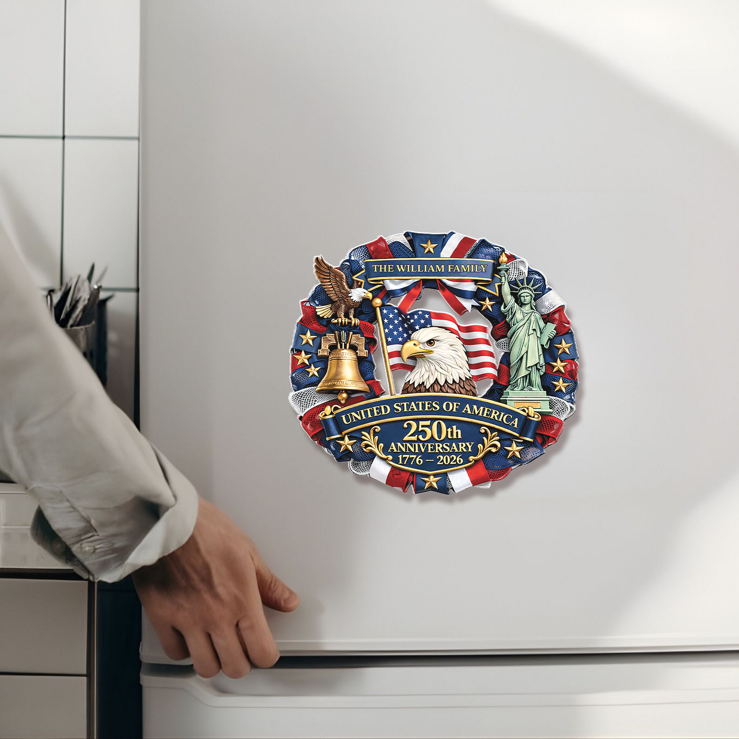 Personalized America 250 Years Anniversary Fridge Magnet | 1776-2026 Semiquincentennial Magnet | Patriotic Decor 684477