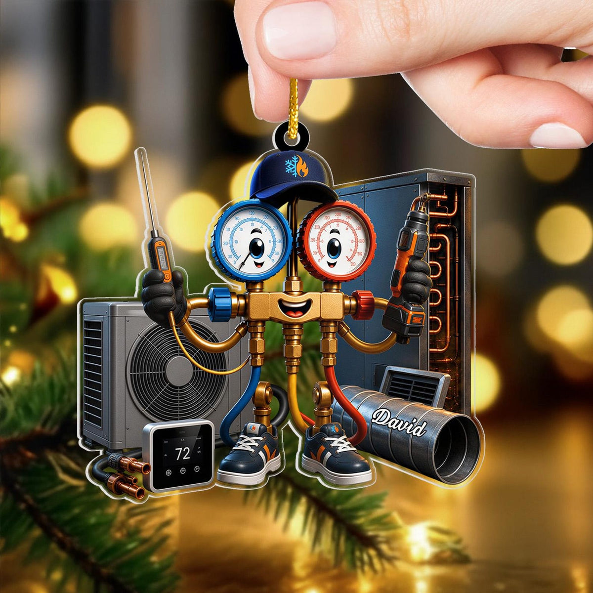 Personalized HVAC Unit Christmas Acrylic Ornament, Custom Name AC Technician Ornament,  Funny Holiday Decor 686267 WFD