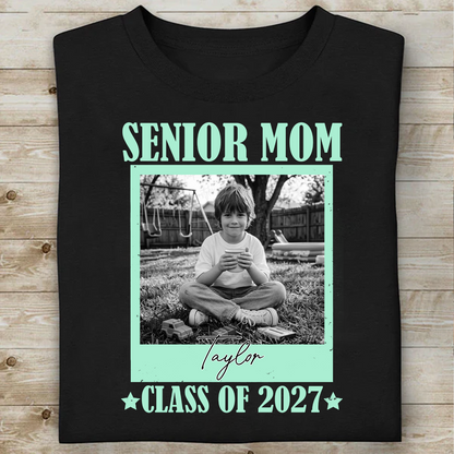 Personalized Senior Dad Mom 2027 Dark Shirt, Custom Photo Class Of 2027 Tee, Graduation Gift For Family 685374