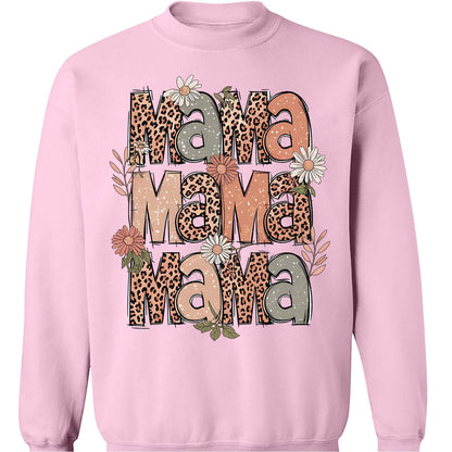 Retro Leopard Mama Sweatshirt – Groovy Boho Floral Mom Sweater, Mother's Day Gift For Trendy Mama 682138