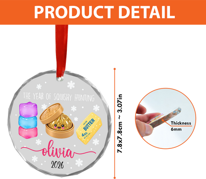 Personalized Squishy Christmas Glass Ornament, Custom Name Dumpling Squishy Ornament, Christmas Keepsake Gift 686337