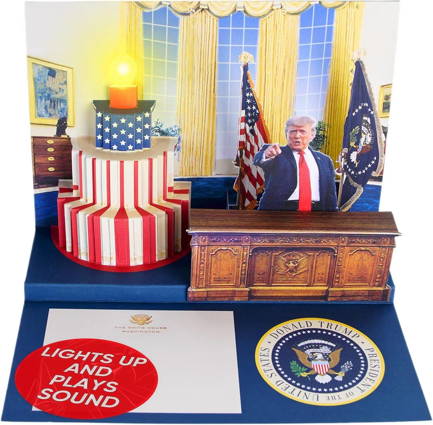 Funny Donald Trump Pop-Up Birthday Card For Father's Day - 3D Greeting Card With LED Light, Music & Real Voice Audio 684873