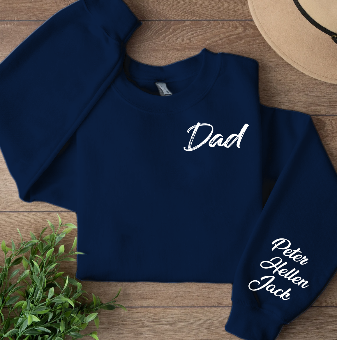 Personalized Dad Sweatshirt With Kids’ Names on Sleeve | Custom EST Year Father’s Day Gift For New Dad, Daddy Sweater 682242