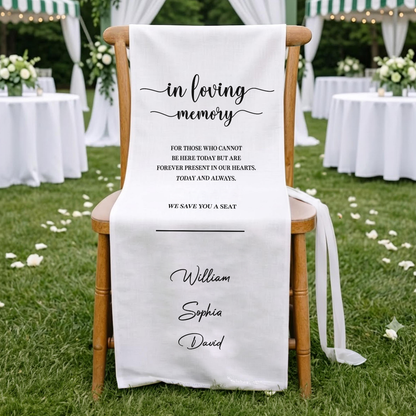 Personalized Memorial Wedding Chair Sign | Custom Name Reserved Banner For Loved Ones | Wedding Aisle Decor 685603