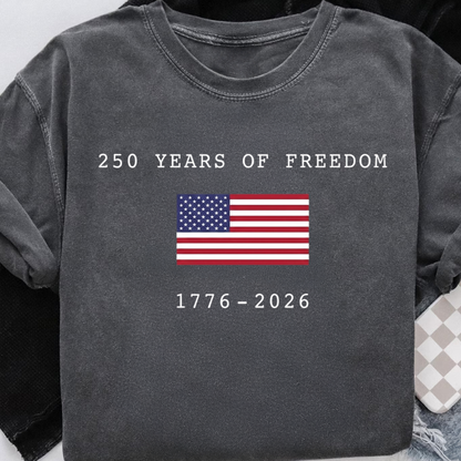 Personalized America 250 Years Of Freedom Comfort Colors Shirt | USA 250th Anniversary T-Shirt | Patriotic USA Flag Tee 685205