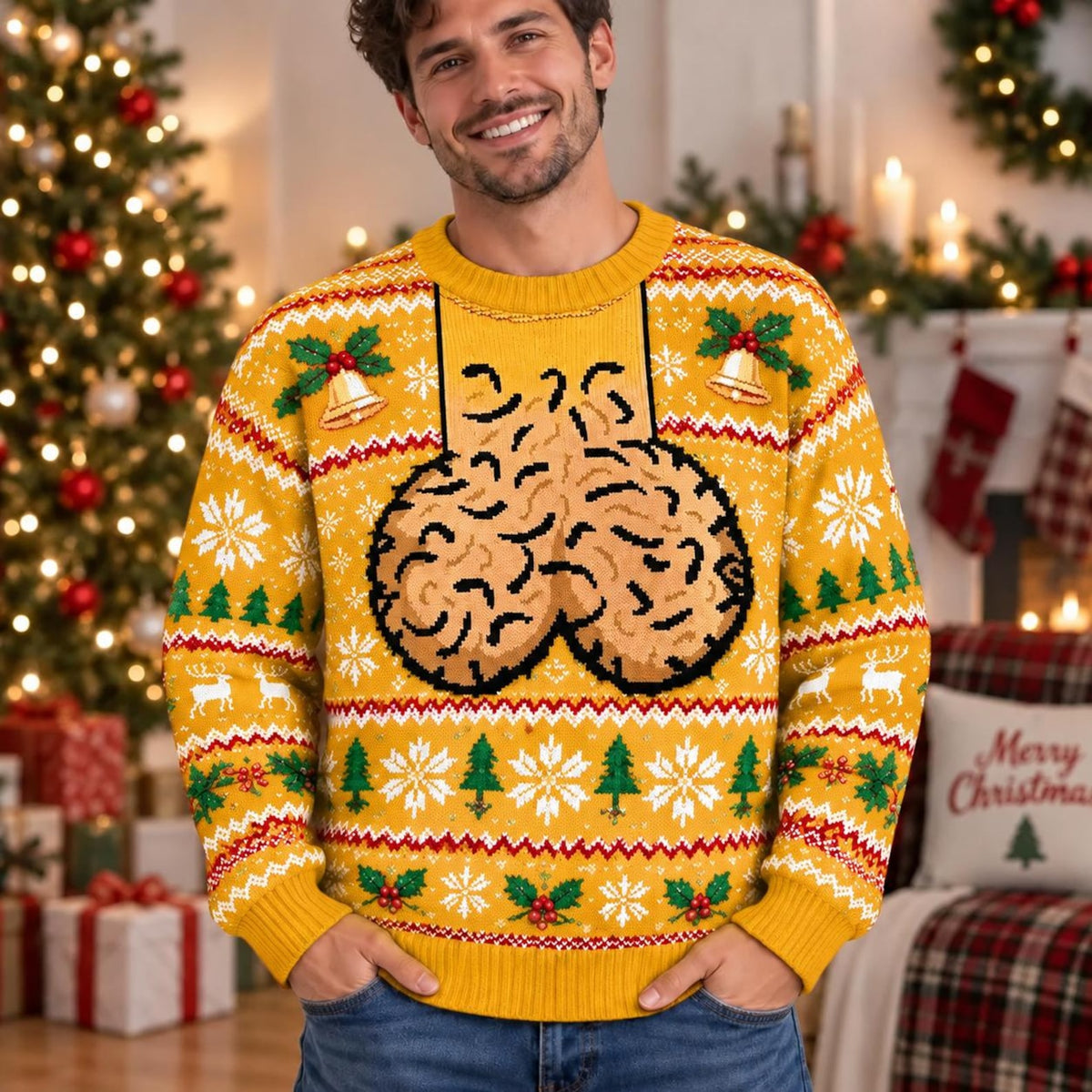 Personalized Jingle Balls Christmas AOP Sweatshirt, Funny Ugly Sweater Gift 686469 WFD