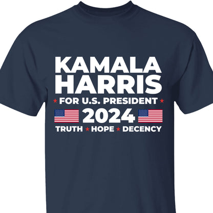 Kamala Harris Truth Hope Decency Shirt | Kamala Harris 2024 Shirt | Democrat Shirt Dark T1447 - KH2
