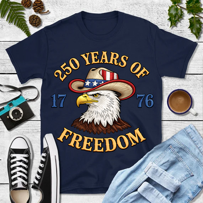Faux Embroidery Patriotic Eagle Dark Shirt | USA 250 Years Of Freedom Shirt, Patriotic Tee 684492