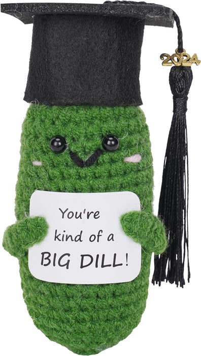 2024 Graduation Gift Emotional Support Pickle, Graduation Hat Unique 4.73' X 1.97', Handmade Positive Crochet Potato, Crochet Animals, Cute Knitted Plush Doll Decorations, Funny Gifts for Women&Men