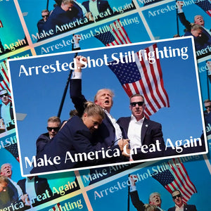 50Pcs Trump Shot Holographic Sticker with God Bless America for Cup Computer DIY Labels Fight Stickers Make America Great Again