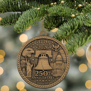 250 Years USA Anniversary 1776–2026 Wood Ornament | Patriotic 4th of July Decoration | Happy 250th Birthday America Ornament 682759